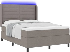 vidaXL LED Κρεβάτι με βάθρο με στρώμα Taupe 140 x 190 cm ύφασμα