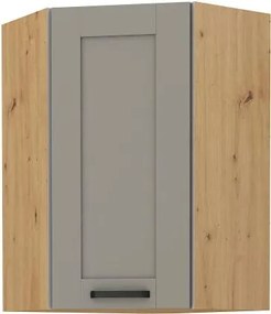 Κρεμαστό ντουλάπι γωνιακό Nelor 60x60 GN 90 1F-Γκρι σπέσιαλ - Φυσικό