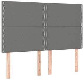 vidaXL Κρεβάτι Boxspring με Στρώμα &amp; LED Σκ.Γκρι 140x190εκ. Υφασμάτινο