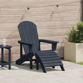 vidaXL Πολυθρόνα Adirondack με Ποδόμακτρο σε Ναυτικό Μπλε HDPE