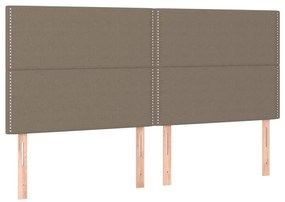 vidaXL Κρεβάτι Boxspring με Στρώμα &amp; LED Taupe 200x200 εκ. Υφασμάτινο