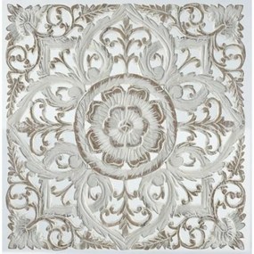 Διακόσμηση τοίχων DKD Home Decor Λευκό Mandala Ξύλο MDF (60 x 2 x 60 cm)