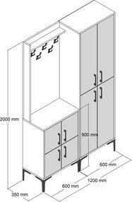 Έπιπλο Εισόδου Καρυδιά / Ανθρακί BERLIN 120x35x200