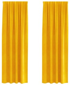 vidaXL Κουρτίνες 2 pcs κίτρινο μουσταρδί 140 x 245 cm Βελούδο