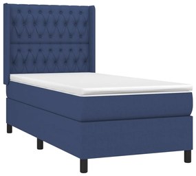 vidaXL Κρεβάτι Boxspring με Στρώμα &amp; LED Μπλε 90x200 εκ. Υφασμάτινο