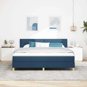 vidaXL LED Κρεβάτι με βάθρο με μαξιλάρι Μπλε 180 x 200 cm ύφασμα