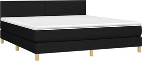 vidaXL Κρεβάτι Boxspring με Στρώμα &amp; LED Μαύρο 160x200 εκ. Υφασμάτινο