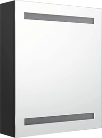 vidaXL Καθρέφτης Μπάνιου με Ντουλάπι / LED Μαύρο 50 x 14 x 60 εκ.