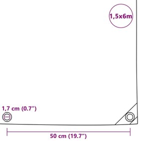 vidaXL Μουσαμάς Πράσινος 1,5 x 6 μ. 650 γρ./μ.²