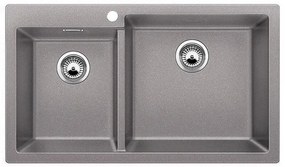 Blanco Pleon 9 Alu Metallic SILGRANIT™ PuraDur™ Γρανιτένιος Νεροχύτης Ένθετος με 2 Γούρνες 86x50cm