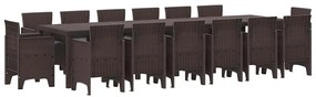 vidaXL Σέτ φαγητού για κήπο 15 pcs Καφέ Rattan Polt