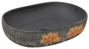 vidaXL Νιπτήρας Οβάλ Γκρι και Μαύρος 59 x 40 x 14 εκ. Κεραμικός