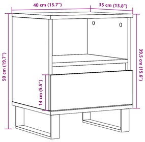 Κομοδίνα 2 τεμάχια Παλιό ξύλο 40x35x50 cm Κατασκευασμένο ξύλο - Καφέ