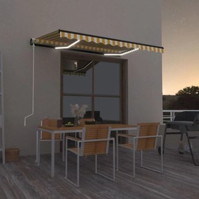 vidaXL Αναδιπλούμενη τέντα Κίτρινο και Λευκό 350 x 250 εκ Πολυεστέρας