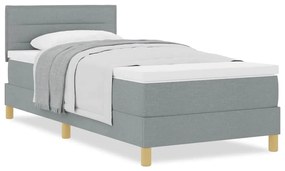 vidaXL Κρεβάτι box spring με στρώμα Ανοιχτό γκρι 80 x 200 cm ύφασμα