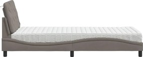 vidaXL Κρεβάτι με Στρώμα Taupe 90x200 εκ. Υφασμάτινο