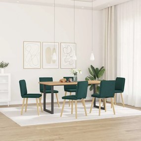 VidaXL Καρέκλες Τραπεζαρίας 6 τεμ. Σκούρο Πράσινο Υφασμάτινες