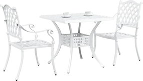 vidaXL Σερβίτσιο τραπεζιού κήπου 3 pcs Λευκό Χυτό αλουμίνιο