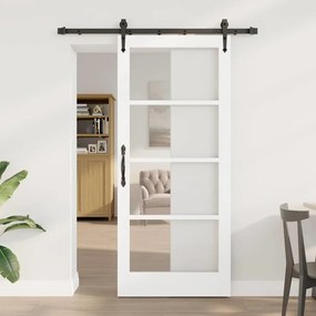 vidaXL Συρόμενη Πόρτα Χειροκίνητος Λευκό 78 x 202 εκ. Ξύλο και μέταλλο