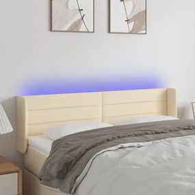 Κεφαλάρι Κρεβατιού LED Κρεμ 147x16x78/88 εκ. Υφασμάτινο - Κρεμ