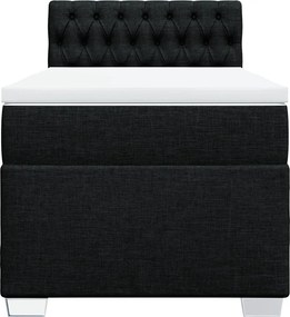 vidaXL Κρεβάτι Boxspring με Στρώμα Μαύρο 90x190 εκ.Υφασμάτινο