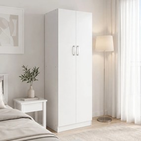 Ντουλάπα δίφυλλη Athos pakoworld σε λευκή απόχρωση 60x42x180εκ