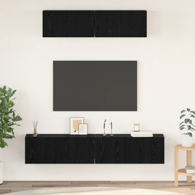 vidaXL Τηλεοπτική Κάβα Τοίχου 4 pcs Μαύρη Οξυά Small 80 x 30 x 30.5 εκ
