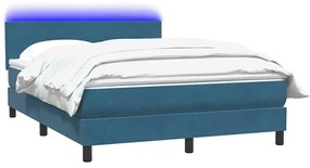 vidaXL Κρεβάτι Boxspring με Στρώμα Σκούρο Μπλε 140x210 εκ. Βελούδινο