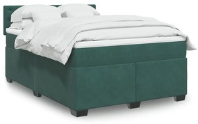 Κρεβάτι Boxspring με Στρώμα Σκούρο Πράσινο 140x190εκ. Βελούδινο - Πράσινο