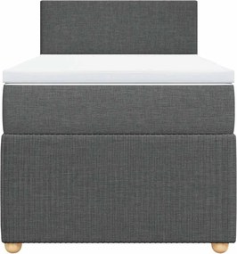 vidaXL Κρεβάτι Boxspring με Στρώμα Σκούρο Γκρι 90x190 εκ. Υφασμάτινο