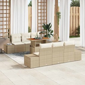 vidaXL Σέτ φαγητού για κήπο 7 pcs Μπεζ, Κρέμα 100 x 55 x 73 εκ