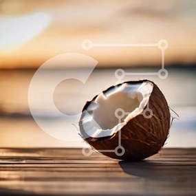 Σετ των 2 Intra Συλλεκτικό Ξύλινο Παζλ Plywood  4mm - Μισοφαγωμένη καρύδα σε ξύλινο τραπέζι Σε Ξύλινο Κουτί - Διαστάσεις: 10x10 cm – 25 κομμάτια