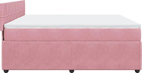 vidaXL Κρεβάτι Boxspring με Στρώμα Ροζ 180x200 εκ. Βελούδινο