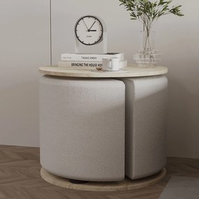 Σετ Βοηθητικών Τραπεζιών Τραβερτίνη REUBO 43x43x47