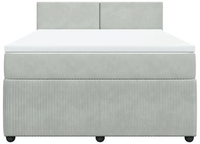 vidaXL Κρεβάτι Boxspring με Στρώμα Ανοιχτό Γκρι 140x200 εκ. Βελούδινο
