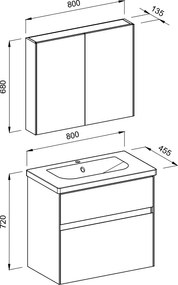 Martin Malaga 80 Grey  MDF - Πάγκος με Νιπτήρα &amp; Καθρέπτη