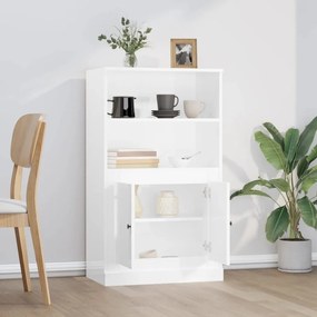 vidaXL Ντουλάπι Γυαλ. Λευκό 60x35,5x103,5 εκ. από Επεξεργασμένο Ξύλο