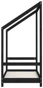 Πλαίσιο Κρεβατιού Μαύρο70 x 140 εκ. από Μασίφ Ξύλο Πεύκου - Μαύρο
