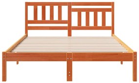 vidaXL Σκελετός Κρεβατιού Καφέ κεριού 135 x 190 cm Μασίφ ξύλο πεύκου