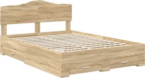 vidaXL Σκελετός Κρεβατιού Δρύς Sonoma 150 x 200 cm Επεξεργασμένο Ξύλο