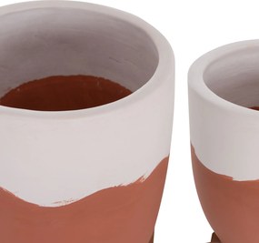 ΓΛΑΣΤΡΕΣ ΣΕΤ 2ΤΜΧ SEON HM4686.08 TERRACOTTA ΣΕ ΛΕΥΚΟ &amp; ΤΕΡΑΚΟΤΑ--TEAK ΒΑΣΗ