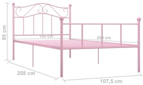 vidaXL Πλαίσιο Κρεβατιού Ροζ 100 x 200 εκ. Μεταλλικό