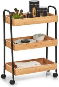Τρόλεϊ μεταλλικό Nextdeco 3 θέσεων δίσκοι μπαμπού 49x28,5xY70εκ.