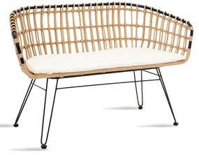 Καναπές 2θέσιος Naoki  μέταλλο μαύρο-pe φυσικό 120x55x79εκ
