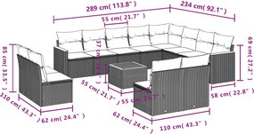 vidaXL Σετ Καναπέ Κήπου 13τεμ Μπεζ Συνθ. Ρατάν με Μαξιλάρια