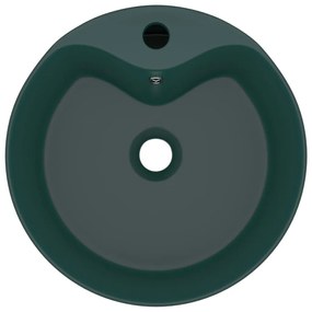 Νιπτήρας με Υπερχείλιση Σκούρο Πράσινο Ματ 36x13 εκ. Κεραμικός - Πράσινο