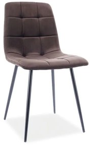 80-2191 Επενδυμένη καρέκλα MIla 45x41x86 μαύρος μεταλλικός σκελετός/καφέ βελούδο bluvel 48 DIOMMI MILAVCBR, 1 Τεμάχιο