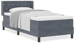 vidaXL Κρεβάτι με Στρώμα Στόφα Γκρίζο 90x200 cm Βελούδο