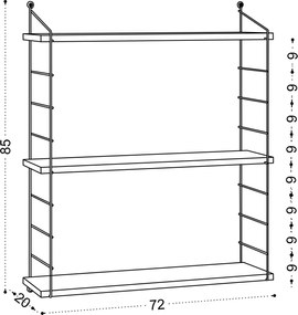 Ράφι Τοίχου Λευκό ARMONI 72x20x85