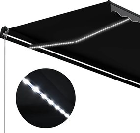 vidaXL Χειροκίνητη τέντα με ηλιακό LED 3,5 x 2,5 m Ανθρακί